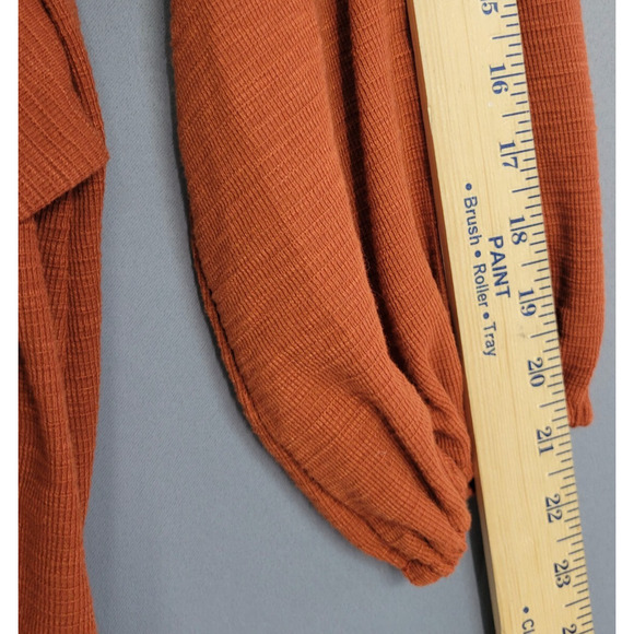 R. Vioimos Anthropologie Waffle Knit Dress Womens Large Burnt Orange Tie Front - Picture 7 of 9